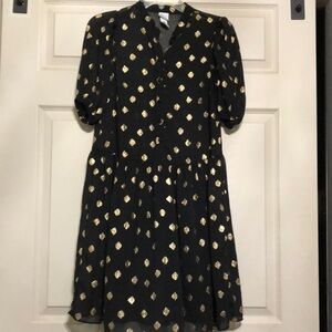 Sheer black with gold dots dress size XS